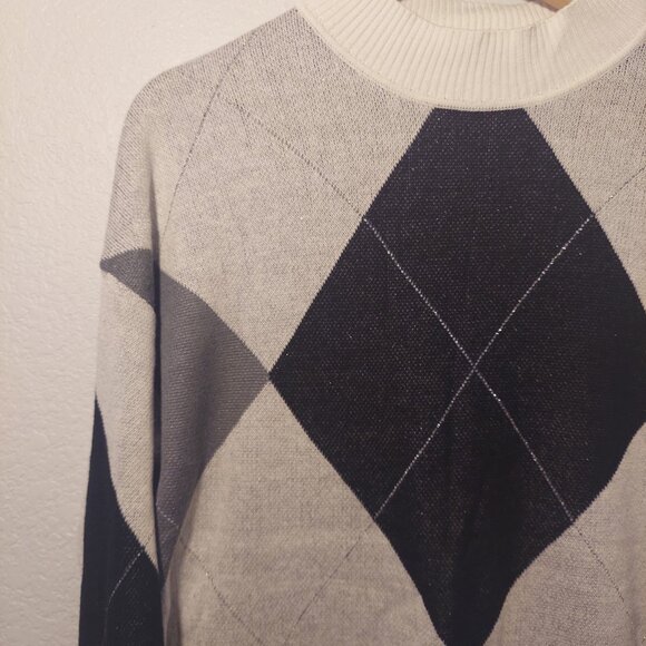 Kaily K Crew Neck Argyle Knit Sweater Academia Preppy Size S - Picture 4 of 8